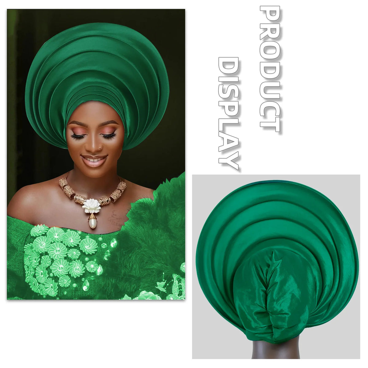 African Wedding Gele Turban Head Wrap Cap for Women