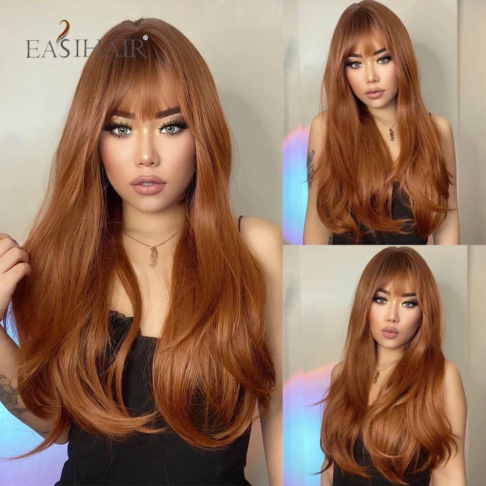Heat Resistant Long Straight Ombre Bangs Wig for Women