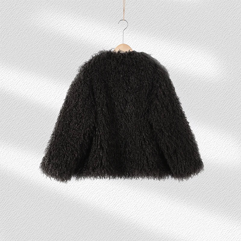 Vintage Women's Fur Coat Elegant Open Collar Thicken Full Sleeve Jacket With Furs Female 2025 New Autumn Winter Woman Clothes