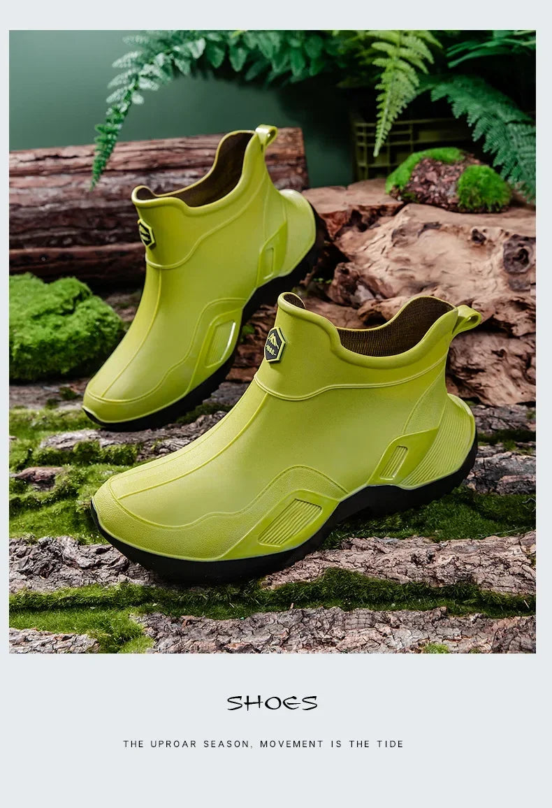 Round Toe Waterproof Ankle Rain Boots