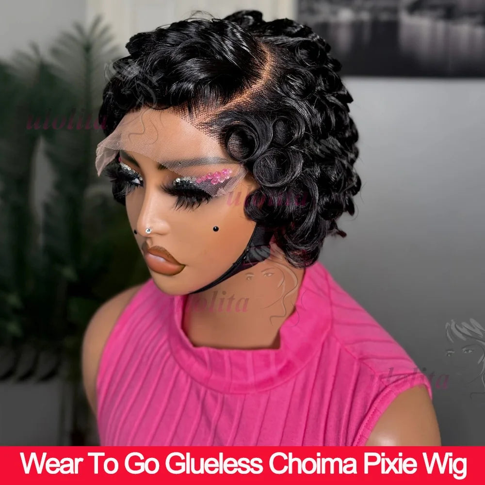 Curly Pixie Cut Lace Front Human Hair Wig for Women