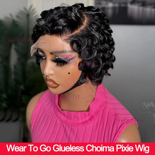 Curly Pixie Cut Lace Front Human Hair Wig for Women