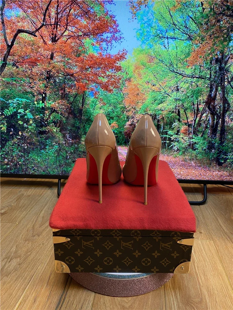 Pointed Patent Leather Slim High Heel Pumps for Women