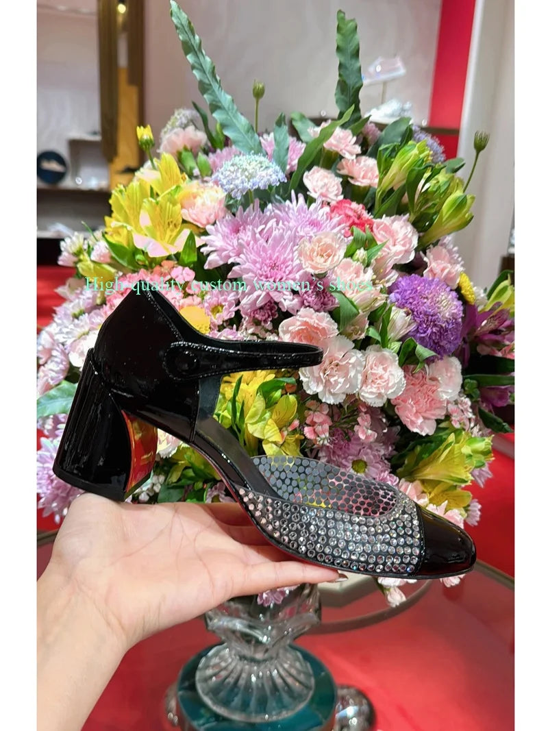 Elegant Gold Round Rhinestones Color-Blocked Sandals for Women