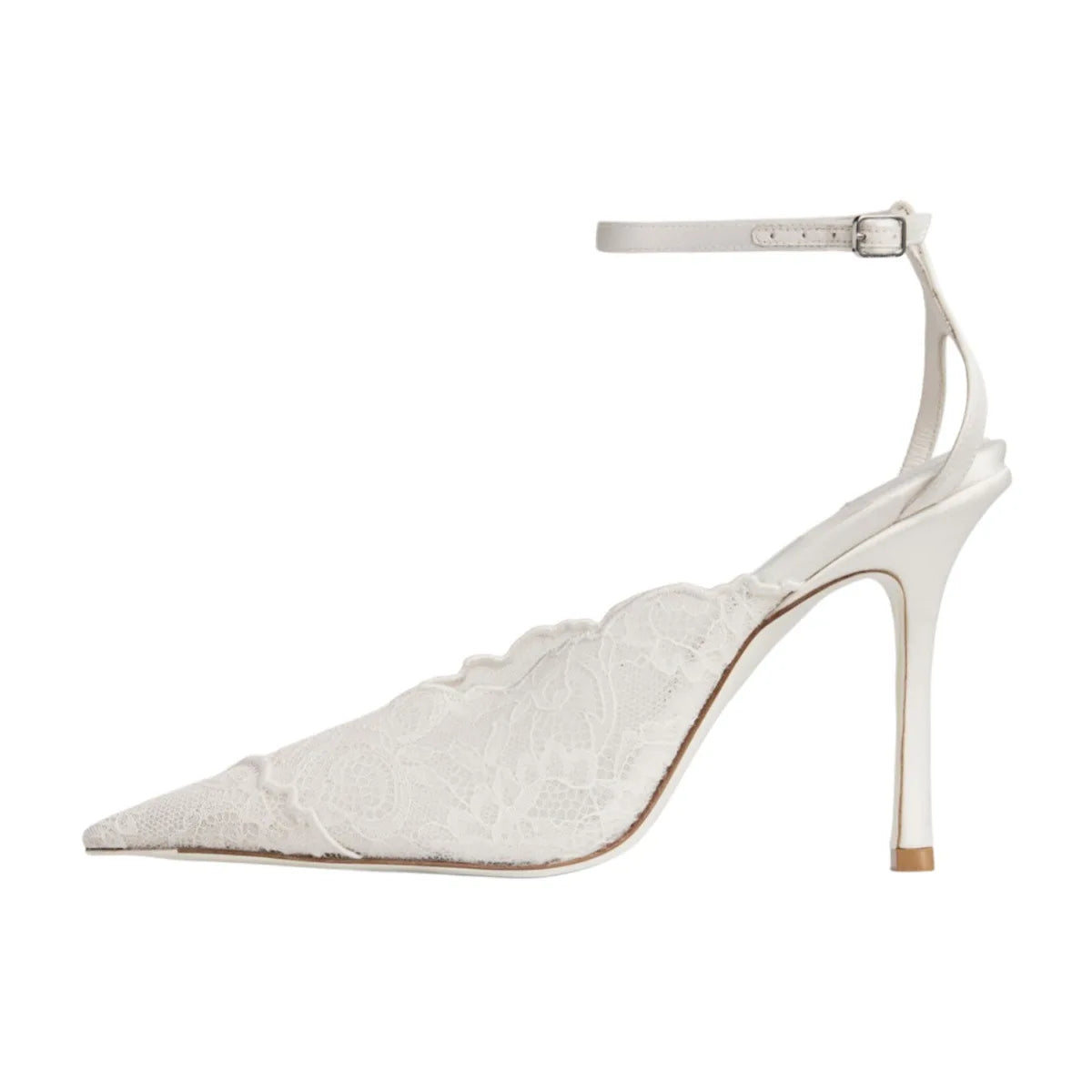Lace Gold Embroidered Slingback Stiletto Heels for Women
