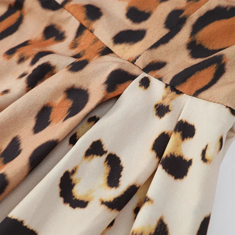 Leopard Print Open Back Sleeveless Mini Dress For Women