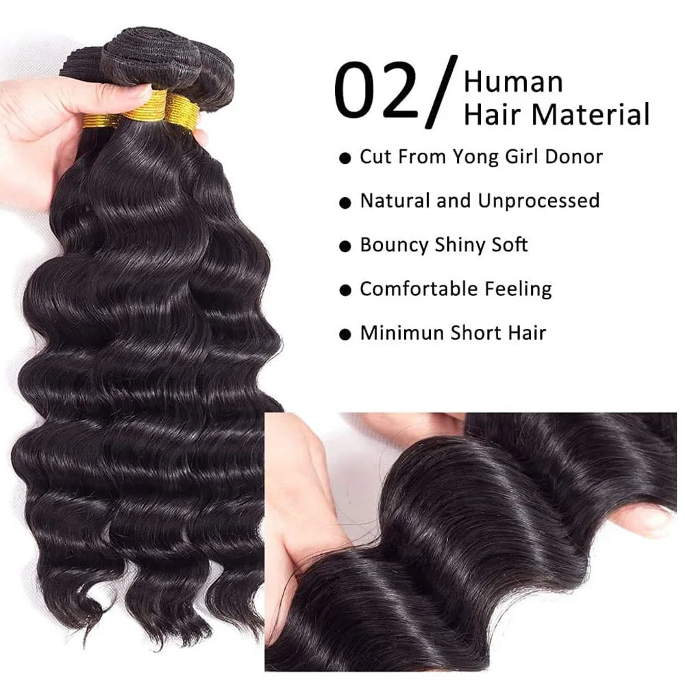 Natural Brazilian Deep Curly Human Hair Bundles for Women