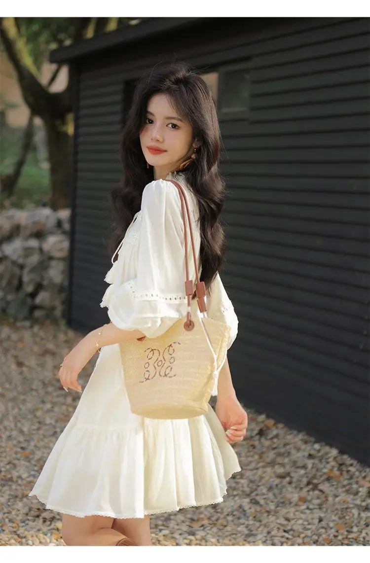 Vacation Style Boho Chic Lace Up Midi Dress for Women