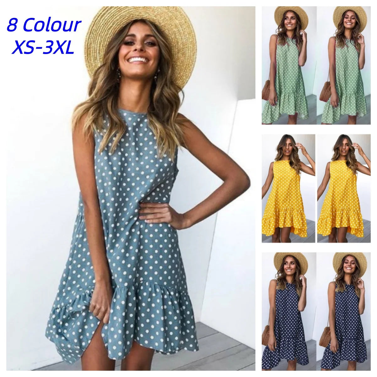 Summer Bohemian Dot Print Backless V Neck Dress For Women