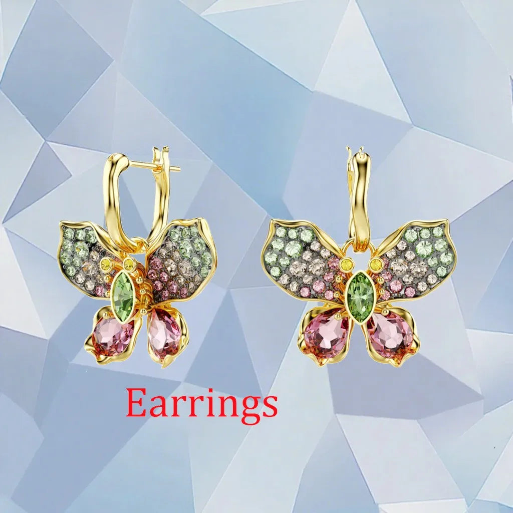Gold Plated Zirconia Crystal Pendant Set for Women