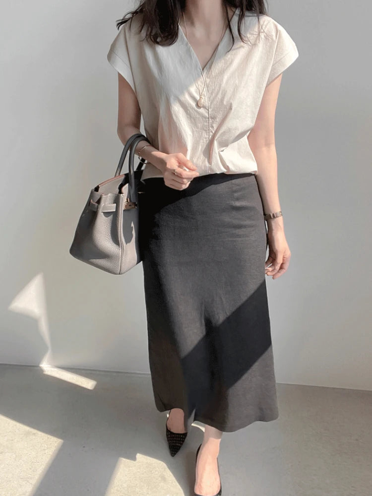 Shirts & Blouses For Women Half Sleeve Summer Loose Button Up Woman Top V Neck Simple Cheap Stylish Offer Aesthetic Hot Xl S Xxl