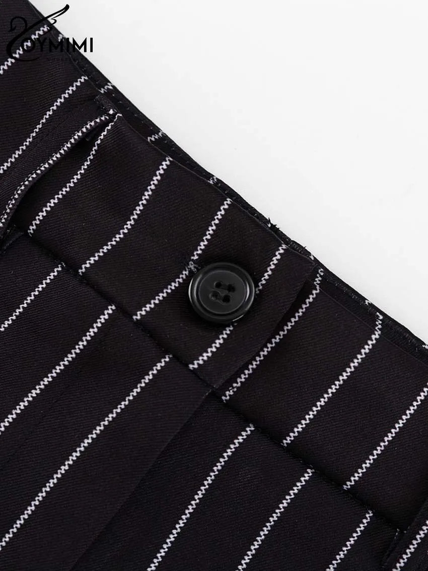 Oymimi Elegant Black Print Two Pice Outfits For Women Fashion Long Sleeve Single Button Blazers And High Waist Shorts Female Set