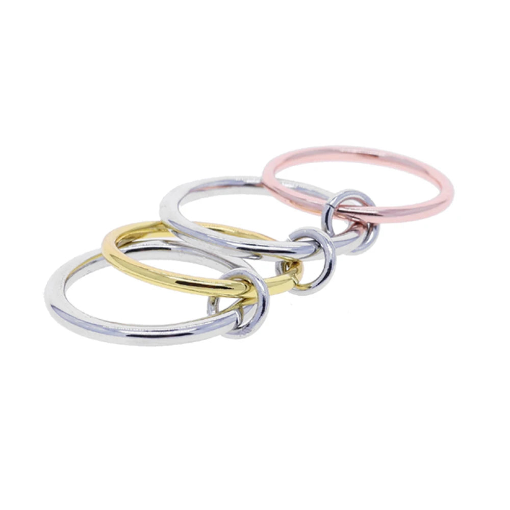 Gold Tone Pink Zircon Stacking Band Rings for Women