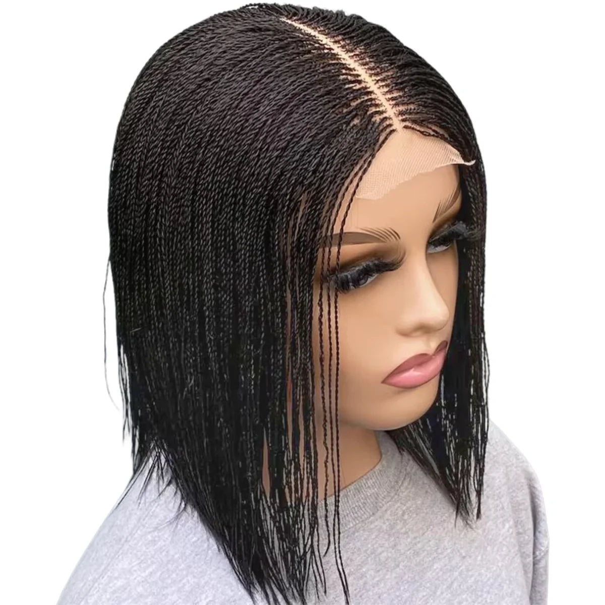 Pixie Curly Bob Lace Braided Wig HD Lace Frontal Wig Easy to Style Synthetic Braiding Hair for Women