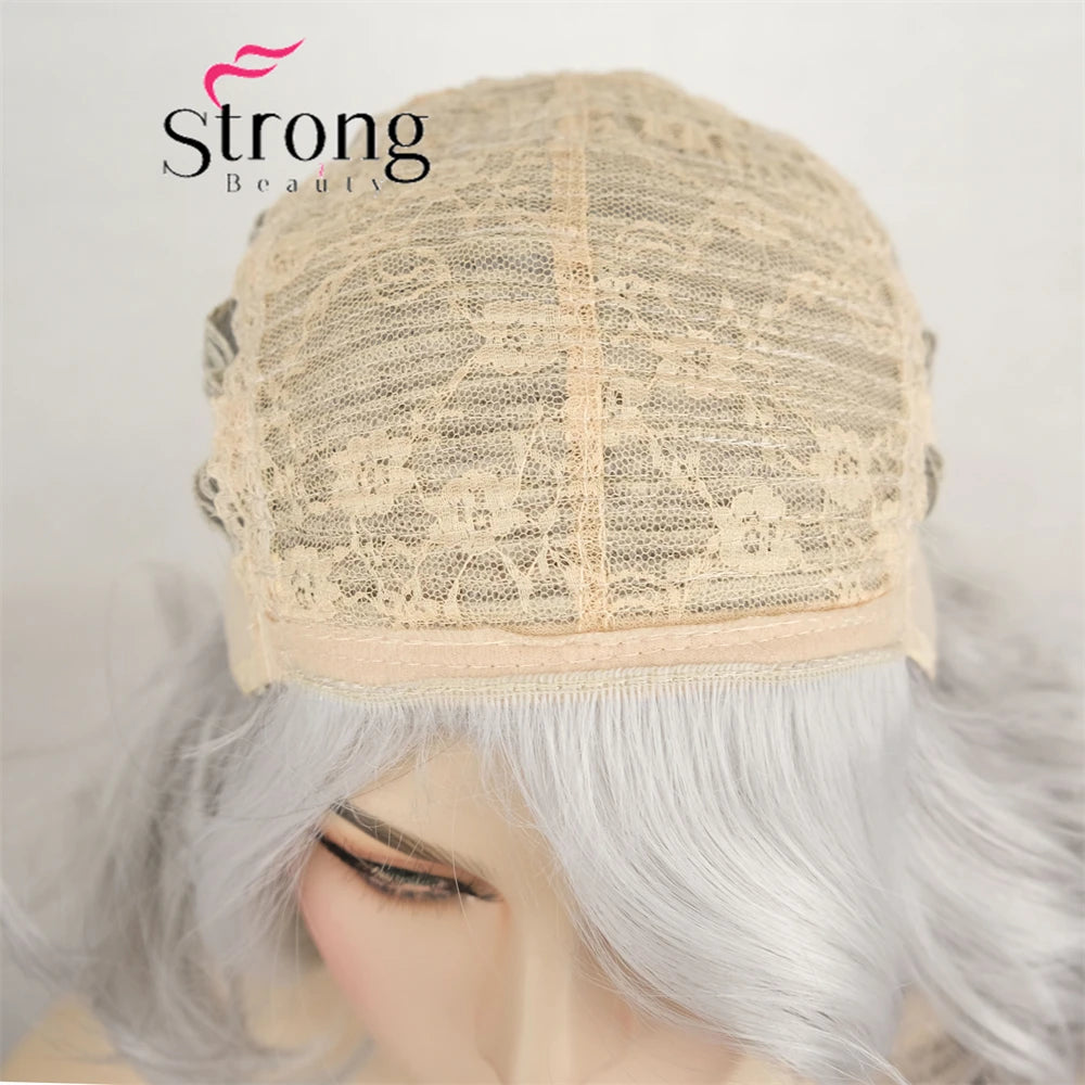 Natural Gray Short Wavy Bob Synthetic Hair Wig for Women
