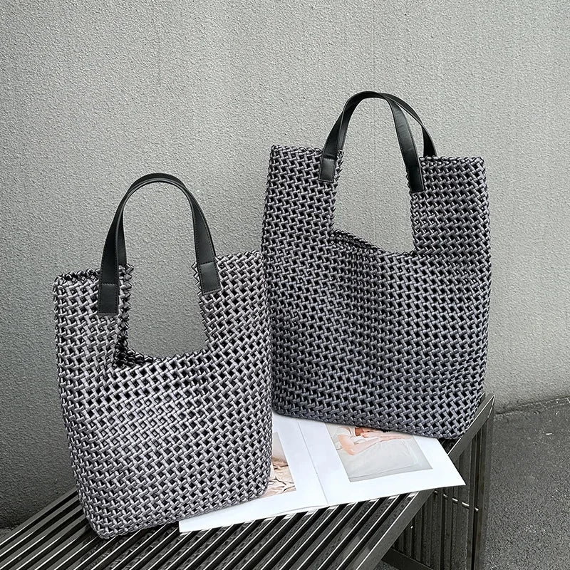 Rope Woven Shoulder Tote Bag