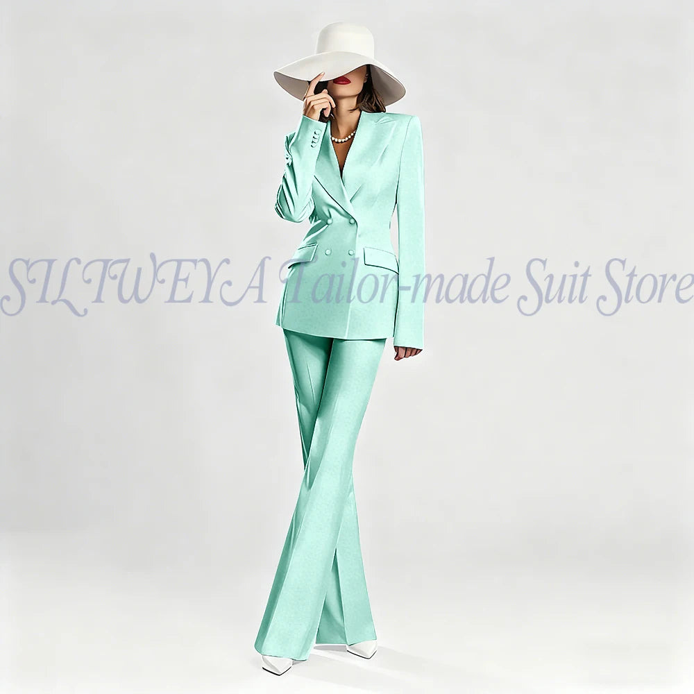 Slim Fit Double Breasted Blazer Suit Set for Women