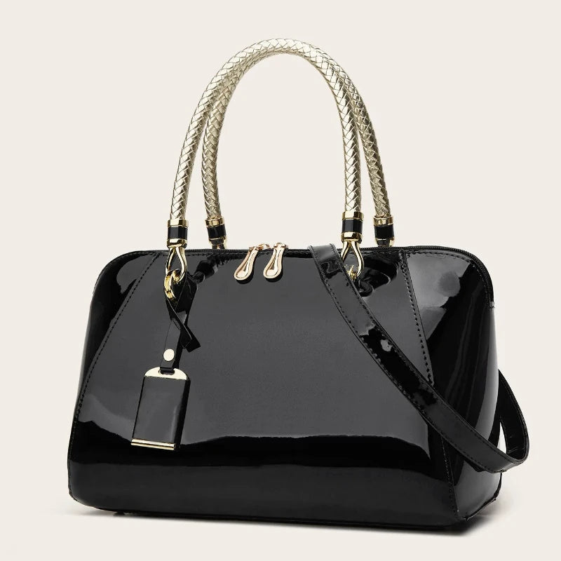 ABQP New Women's Handbag Luxury Brand Fashion Patent Leather Women's Shoulder Bag Large Capacity Boston Women's Bag High Quality