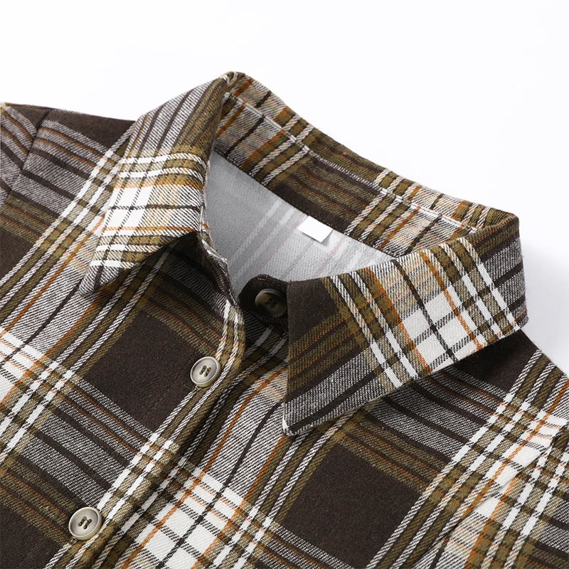 Long Sleeve Plaid Button-Up Shirt Jacket for Women