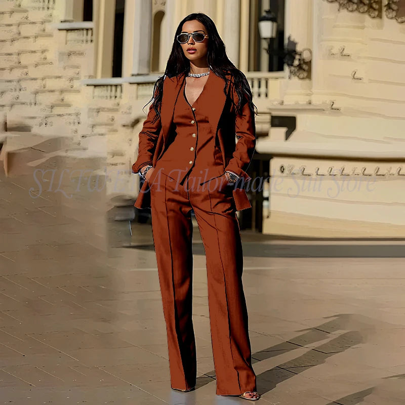 Sophisticated Slim Fit Three Piece Blazer Set For Women