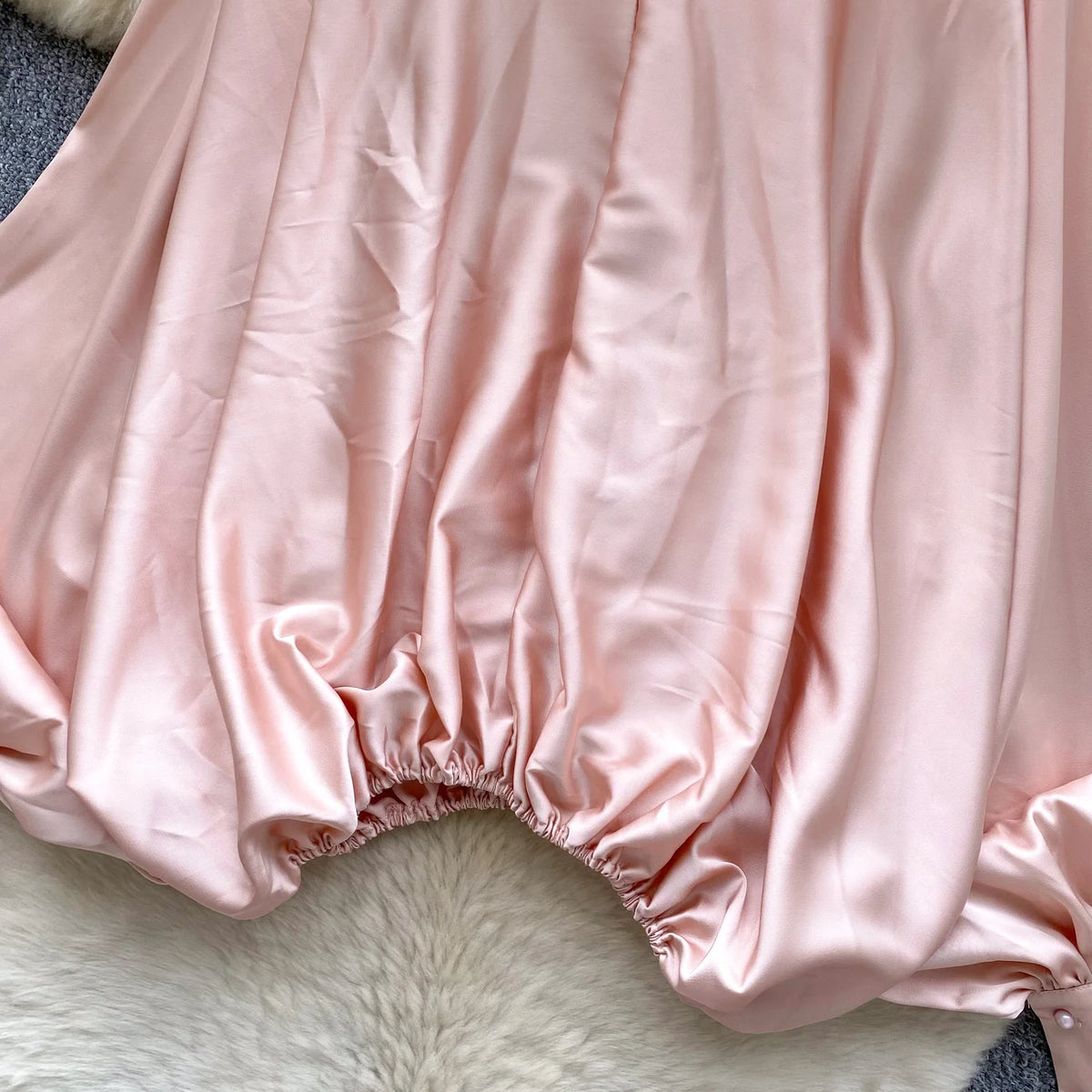 Elegant Beaded Satin Batwing Sleeve Blouse for Women