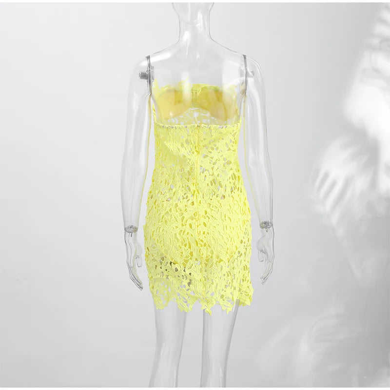 Hollow Out Sleeveless Backless Mini Dress for Women