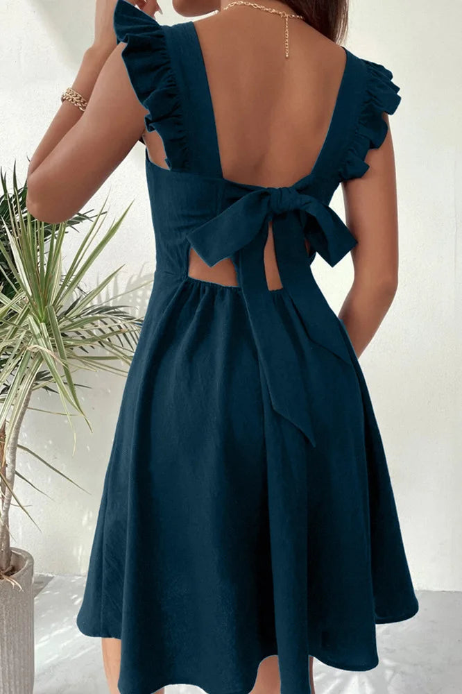 Elegant Lace-Up Backless Sleeveless Mini Dress for Women