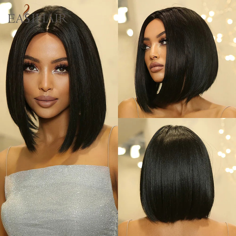 Light Blonde Bob Wig With Bangs for Women Heat Resistant
