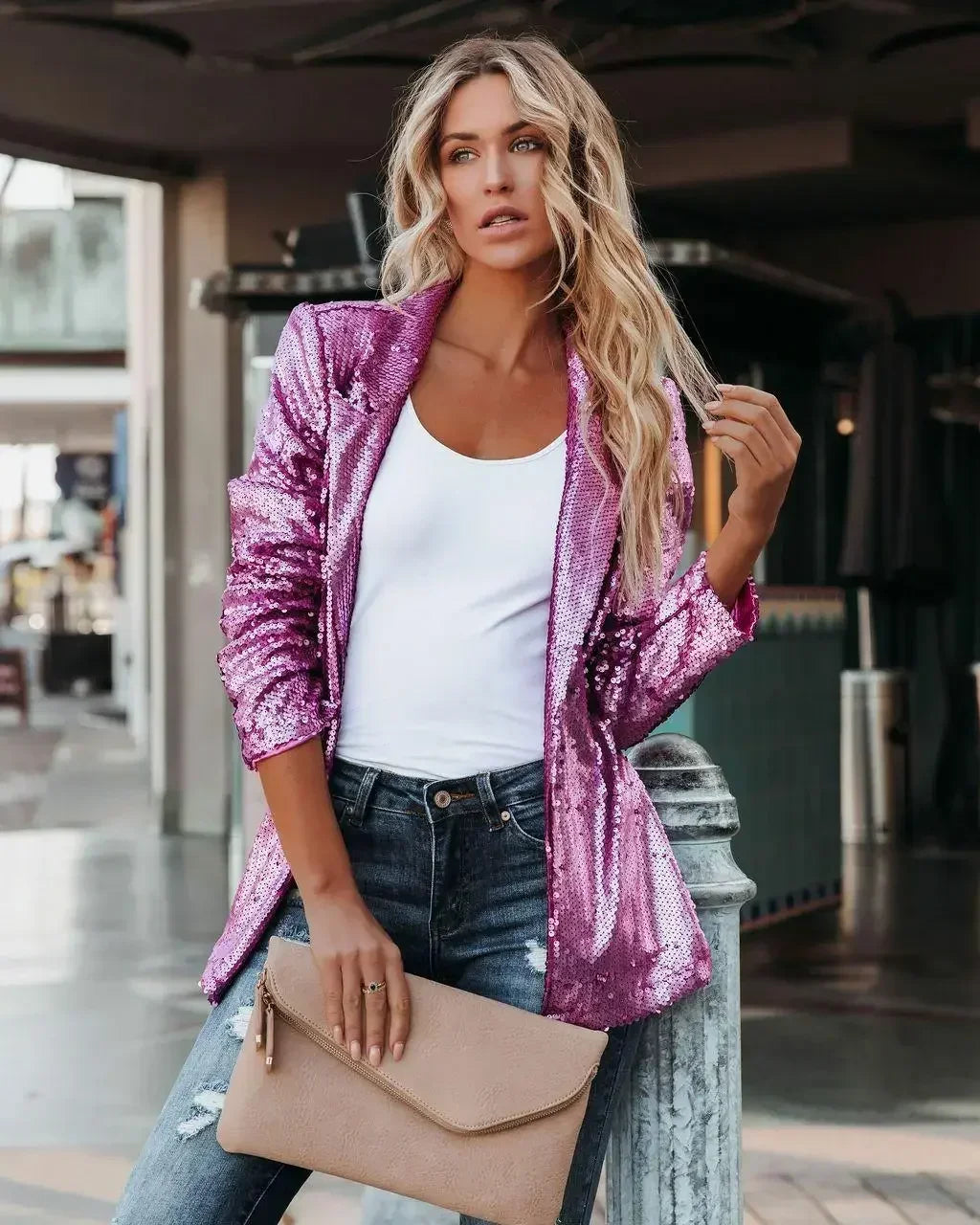 Customized 2025 New Women'sSequin Blazer Jackets Clothing Long Sleeve Elegant Jacket Autumn/Winter Collection Female Set