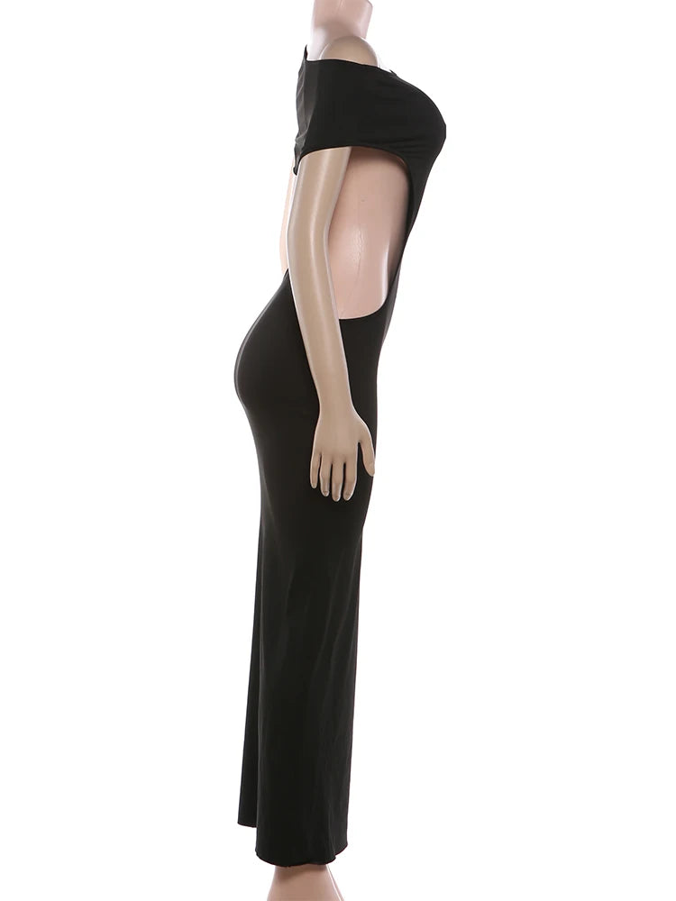 Elegant Long Off Shoulder Hollow Out Maxi Dress for Women