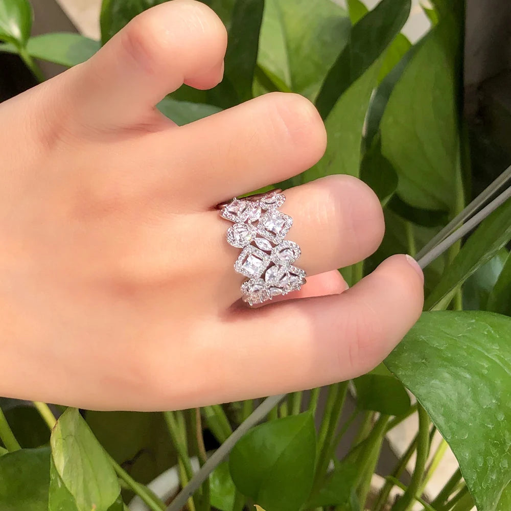 Adjustable Cubic Zirconia Cuff Ring