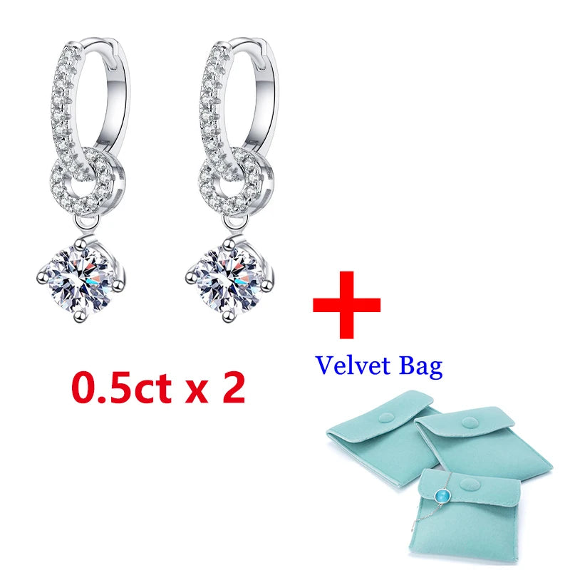 White Gold Plated Moissanite Drop Earrings for Women