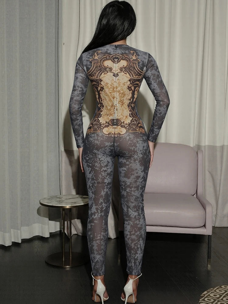 Slim Fit Long Sleeve Ankle Length Jumpsuit for Women
