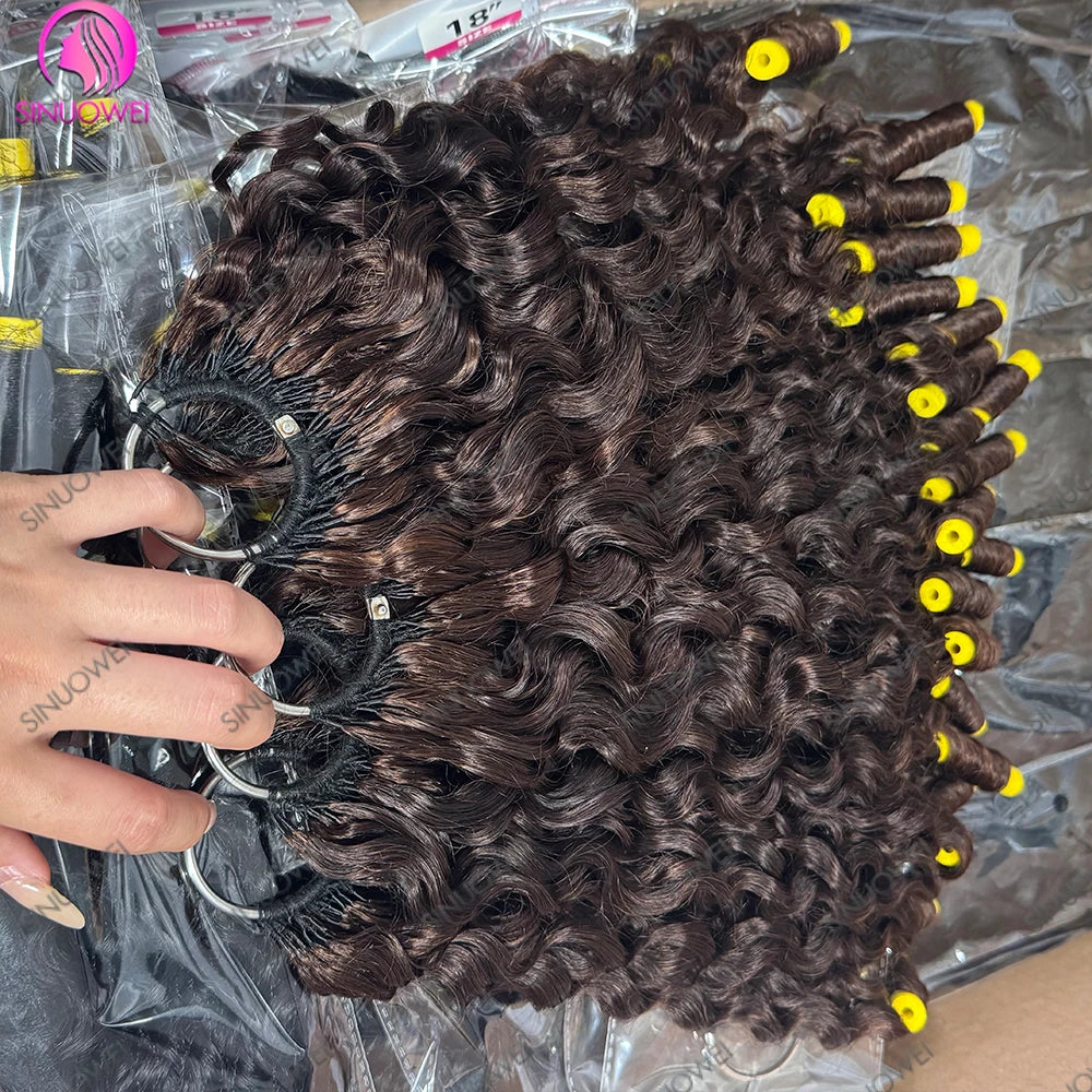Chocolate Brown Curly Crochet Human Hair Extensions for Women