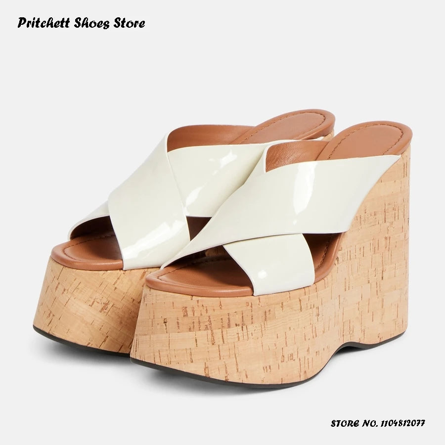 Elegant Comfortable Platform Leather Mules for Women