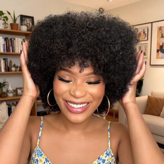 Natural Black Short Afro Wig