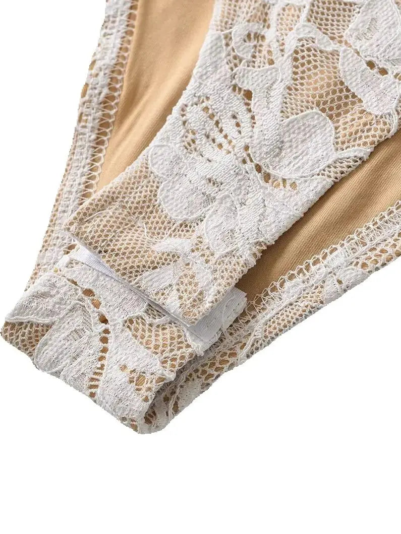 Elegant Sleeveless Bodycon Lace Bodysuit Top For Women