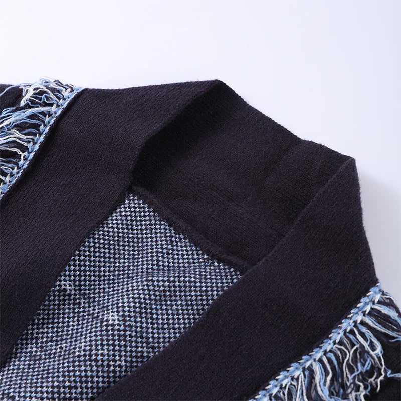 Ethnic Tassel Women 's Sweater Knitted V-neck Bandage Thicken Full Sleeve Jumper For Woman Winter Woman Coats Jacket Knitwear