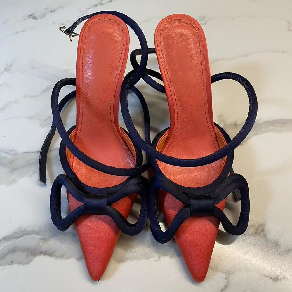 Satin Bow Slingback Stiletto Heels