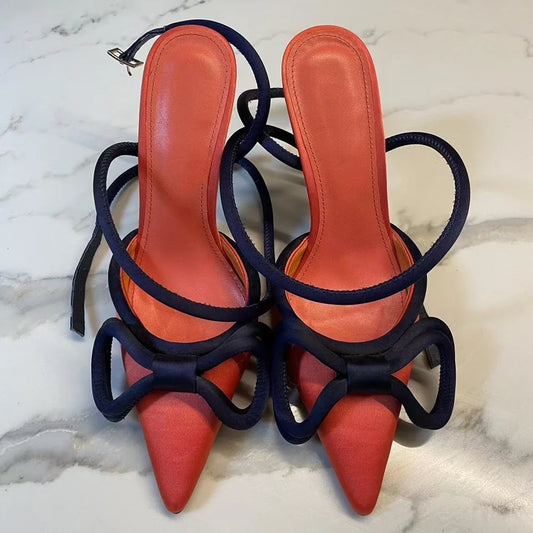 Satin Bow Slingback Stiletto Heels