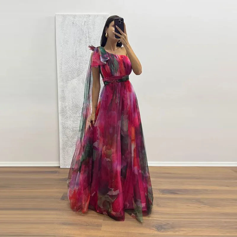 Casual Party Mesh Printed Lightweight A-Line Dress for Women