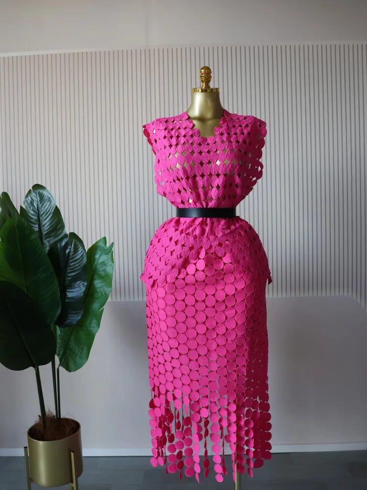 Stylish Cutout Crop Top And Maxi Skirt Two Piece Set for Women