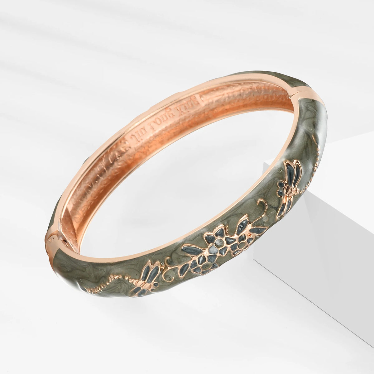 Floral Enamel Bangle Bracelet