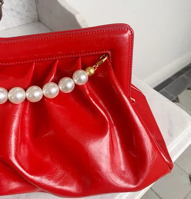 Elegant Beaded Pearl Chain Evening Clutch for Women