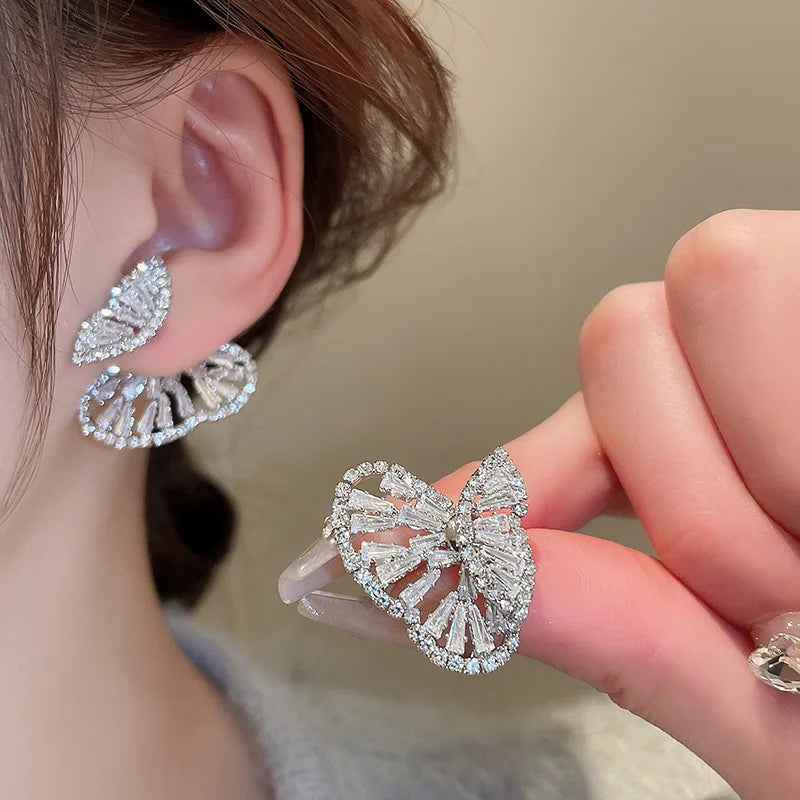 Cubic Zirconia Butterfly Stud Earrings