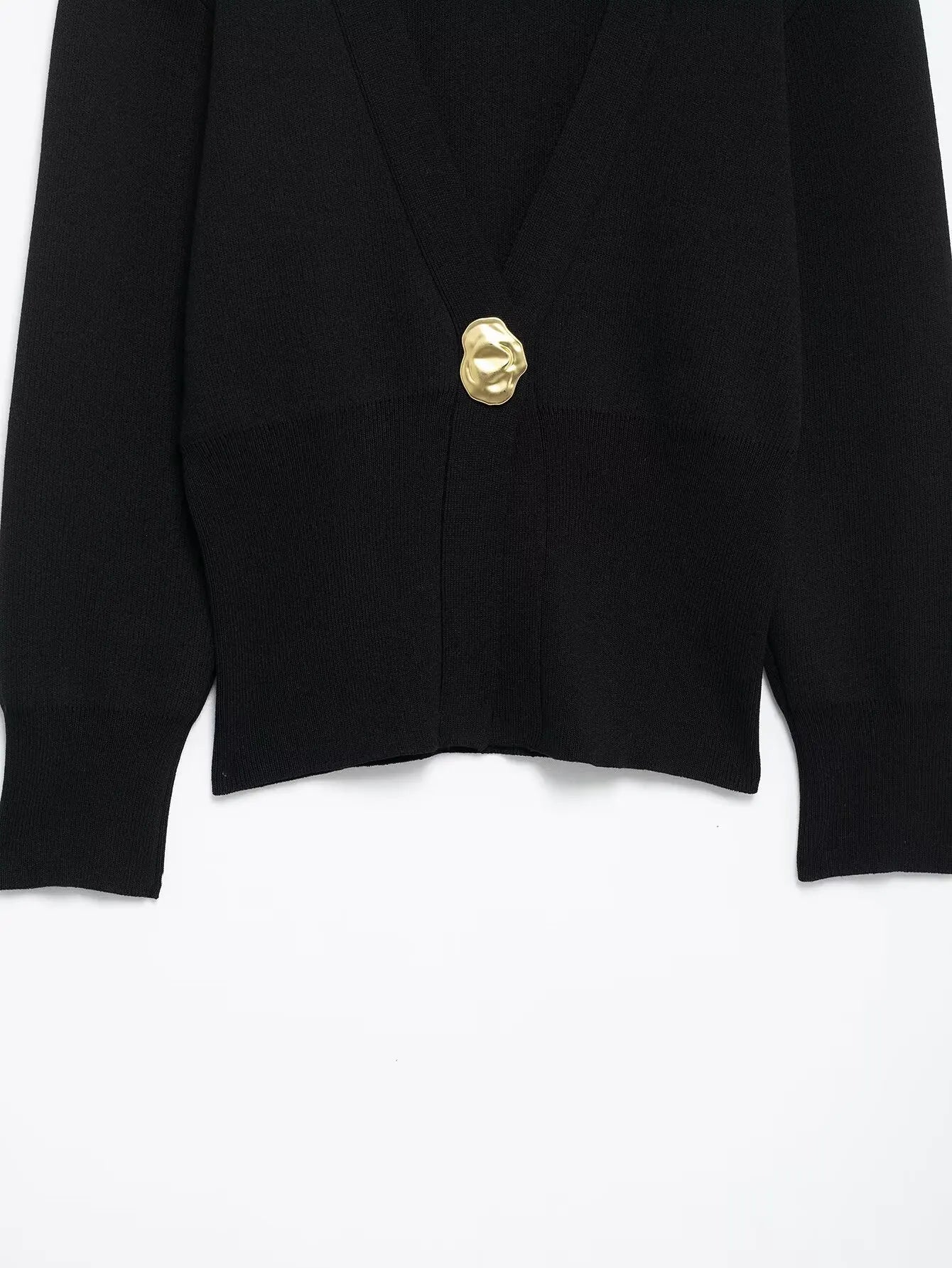 Casual V-Neck Knit Cardigan With Metal Button Detail for Women