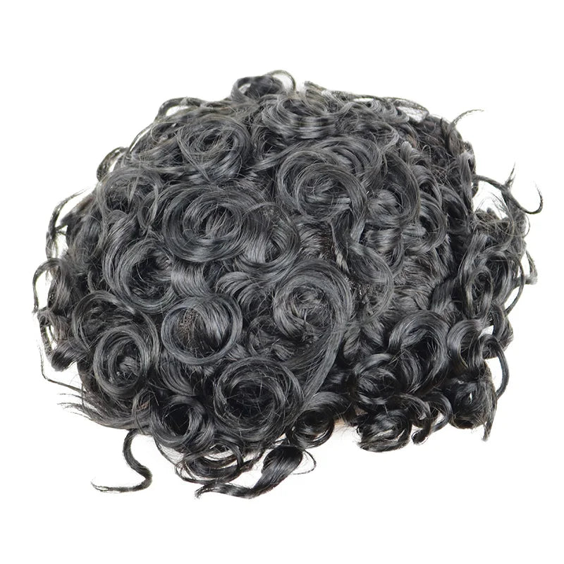 Curly Human Hair Toupee With Natural Hairline for Women