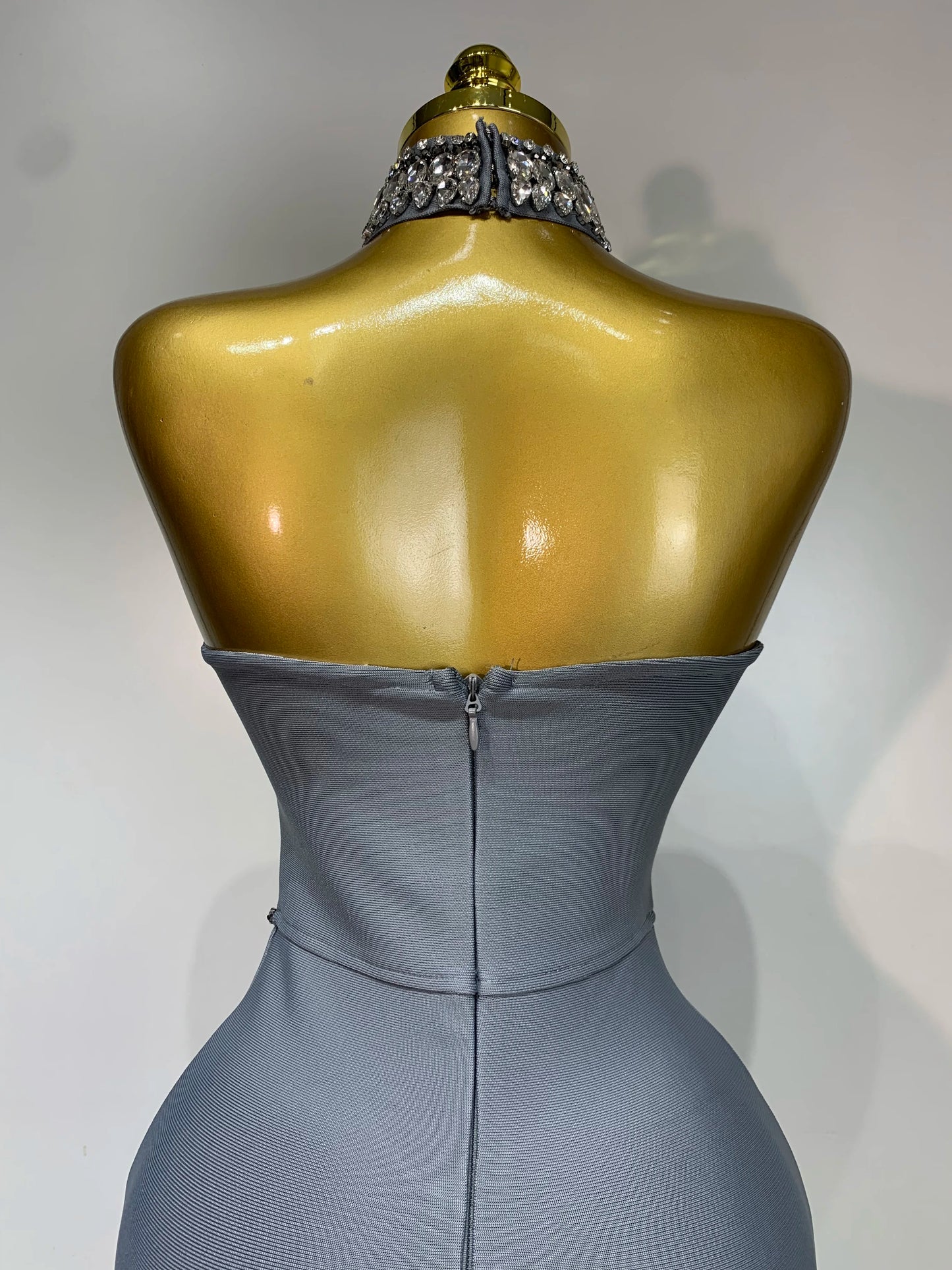 High Quality Strapless Beading With Necklace Bandage Dress  Celebrity Elegant  Evening Party Fancy Club Birthday Dresses