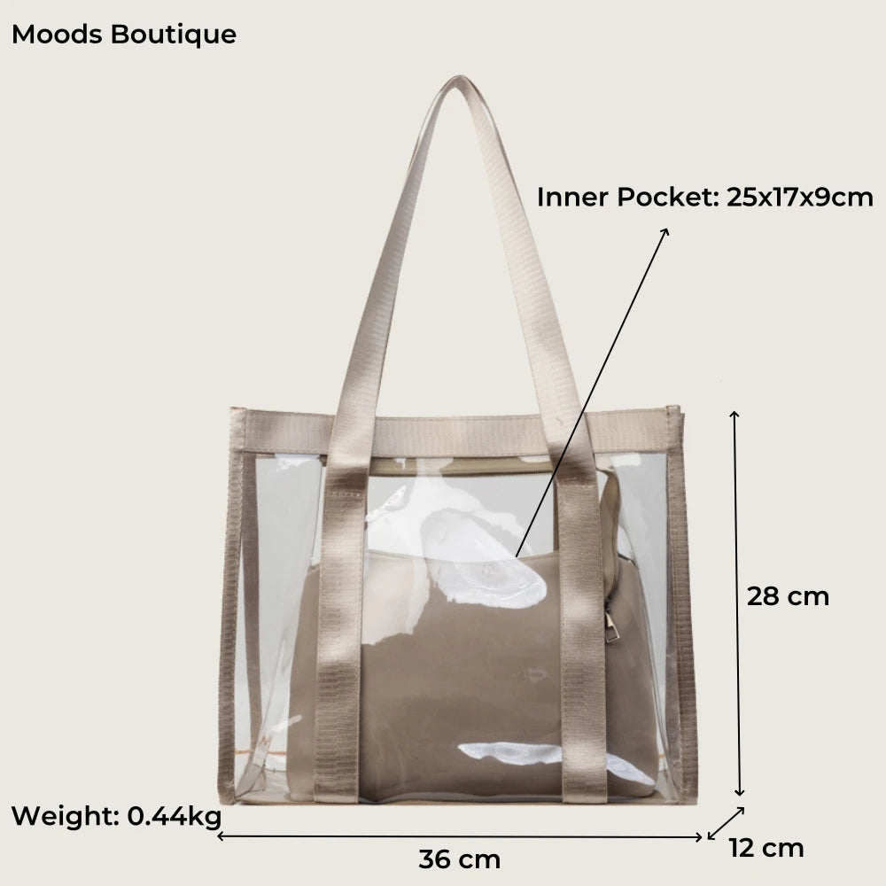 Two In One Transparent PVC Shoulder Bag Set for Women