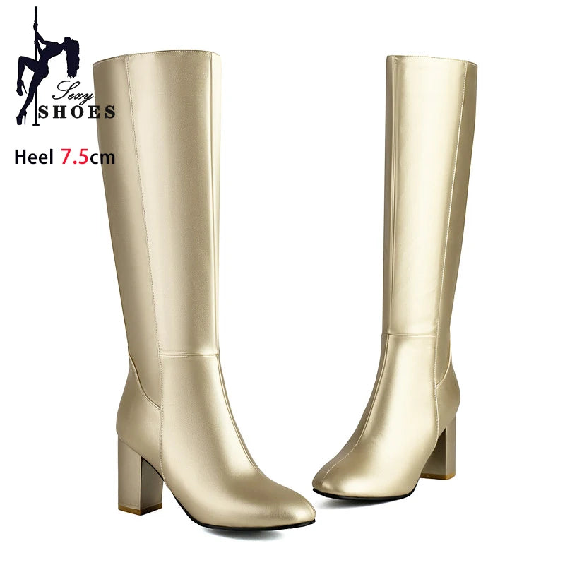 Knee High Platform Boots With Thick Heels for Women